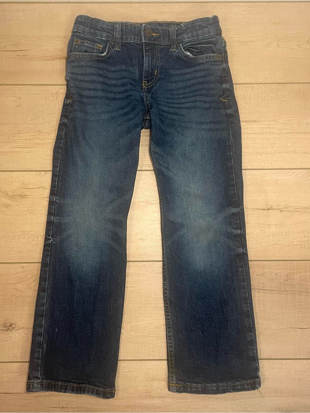 Cat & Jack Bootcut Stretch Blue Denim Jeans Size 7 5-Pocket Button/Zip